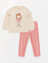 LC Waikiki Crew Neck Long Sleeve Printed Baby Girl Sweater and Tights